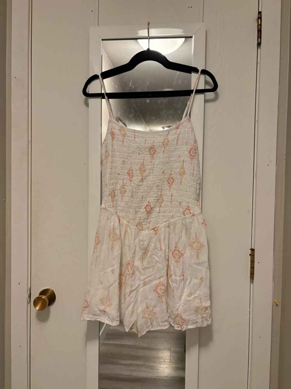 American Eagle Outfitters White Romper with Orange Print